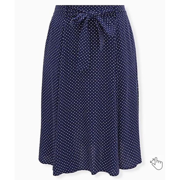 NWT TORRID Midi Challis Skirt - Ditsy Hearts Navy - Picture 5 of 6